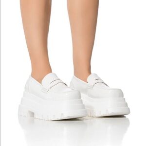 Women's White Platform Loafers
